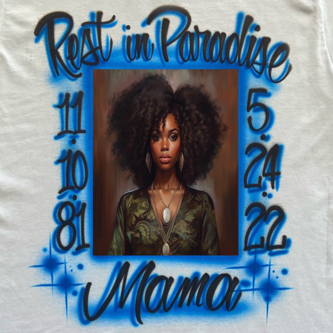 Rest In Paradise Memorial Photo T Shirt Bluegrass Airbrush