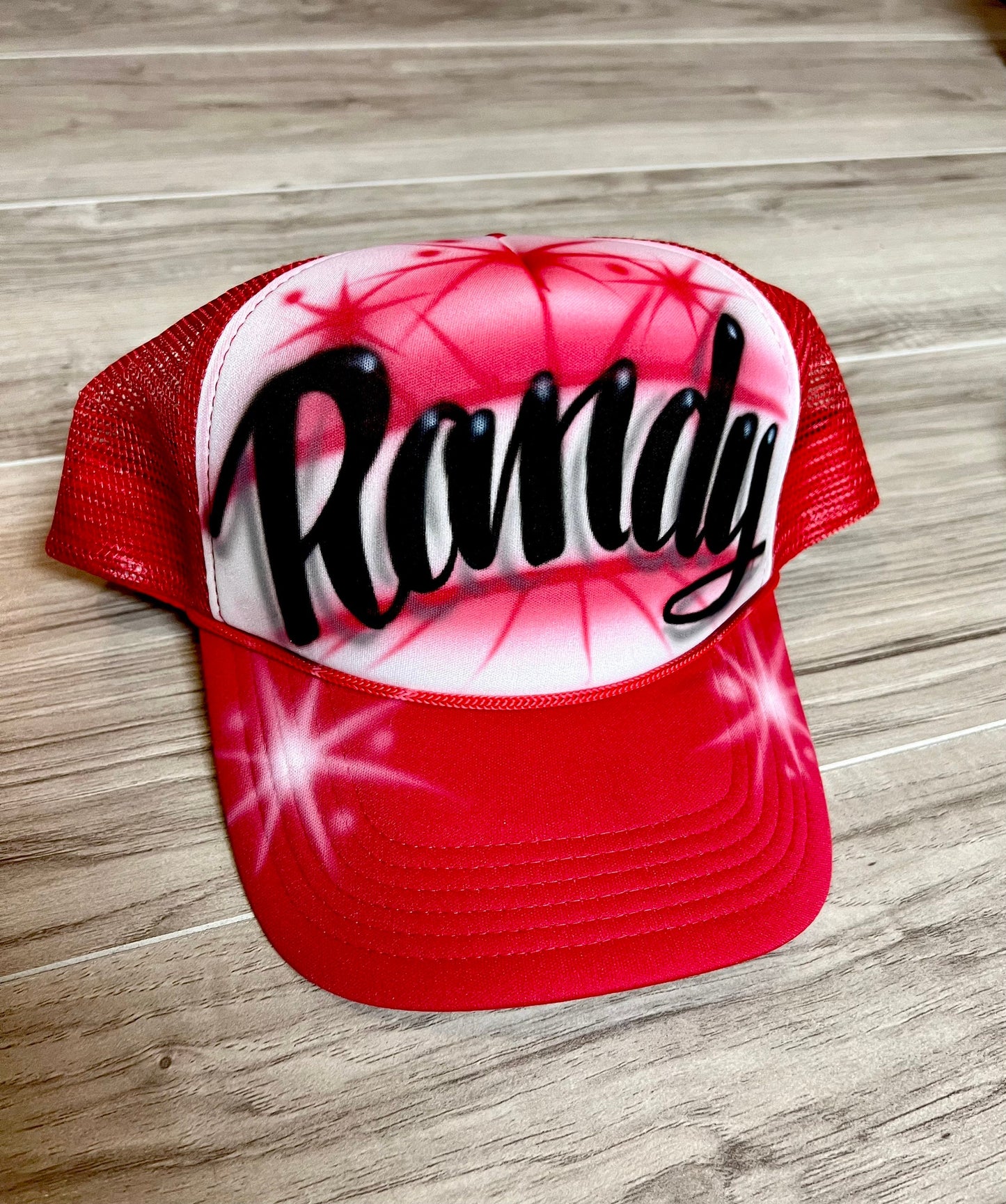 Pink Airbrush Trucker Hat with Name