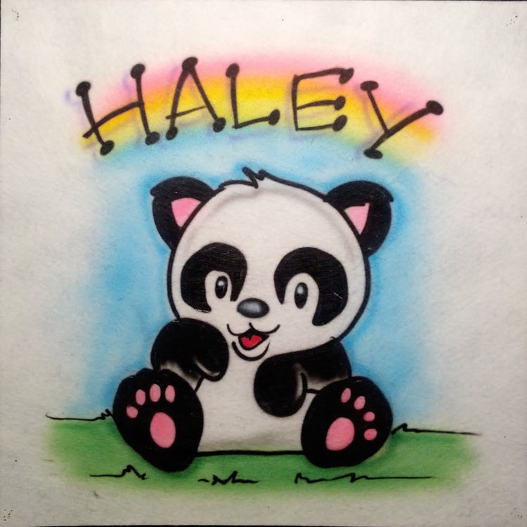 Panda with Name Airbrush T Shirt