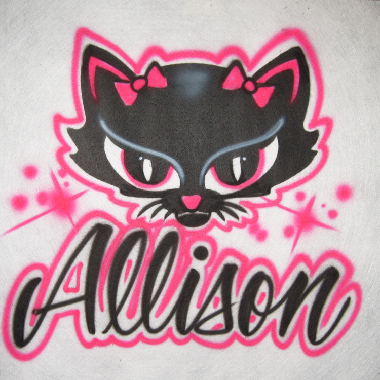 Kitty with Name Airbrush T Shirt