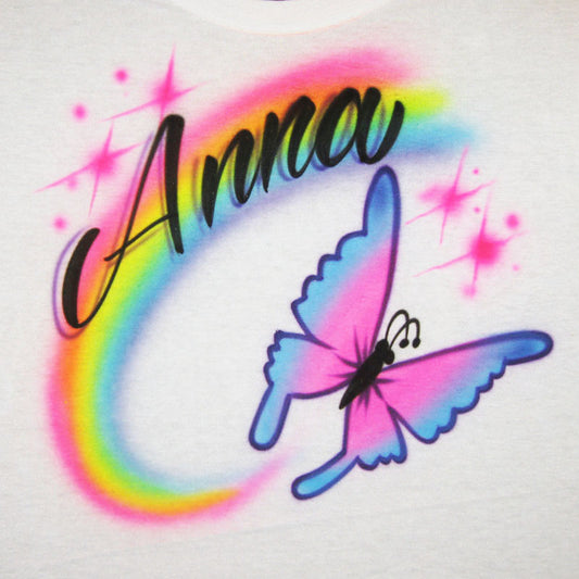 Butterflies with Name Airbrush T Shirt