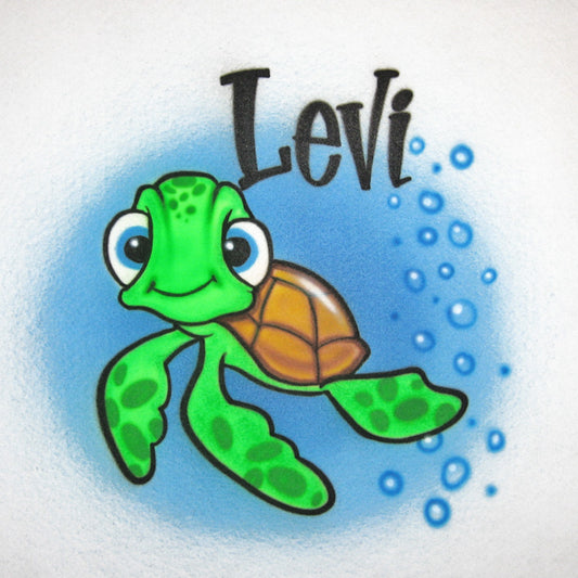 Turtle with Name Airbrush T Shirt