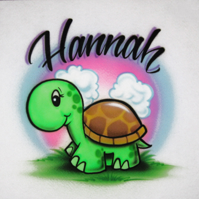 Turtle with Name Airbrush T Shirt