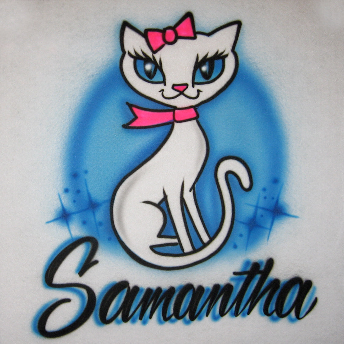 Kitty with Name Airbrush T Shirt