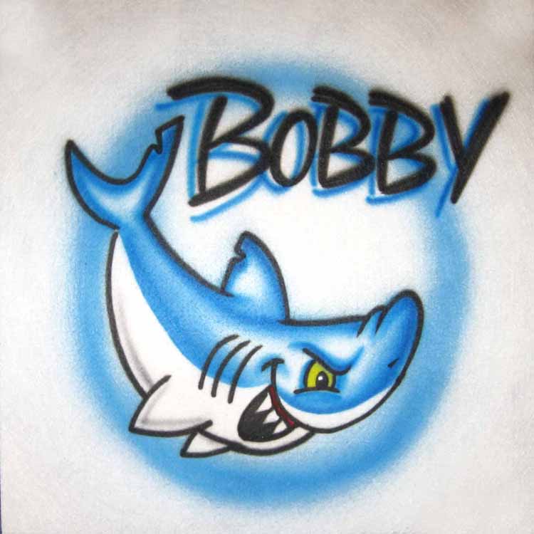 Shark with Name Airbrush T Shirt