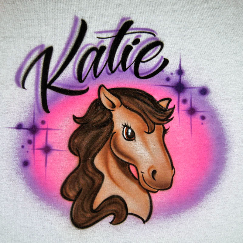 Horse with Name Airbrush T Shirt