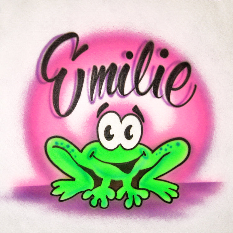 Frog with Name Airbrush T Shirt