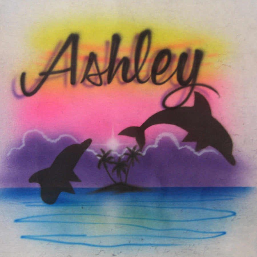 Dolphin with Name Airbrush T Shirt