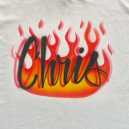 Fire Script Name Design T Shirt