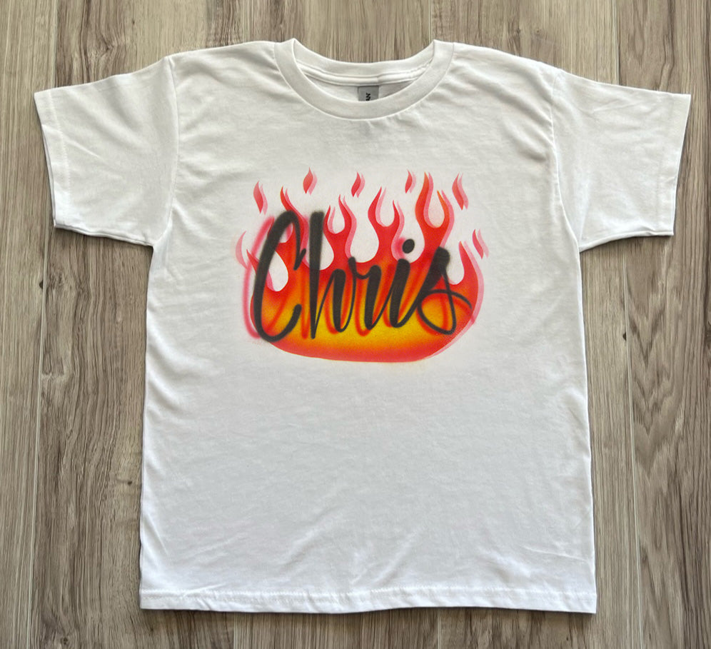 Fire Script Name Design T Shirt