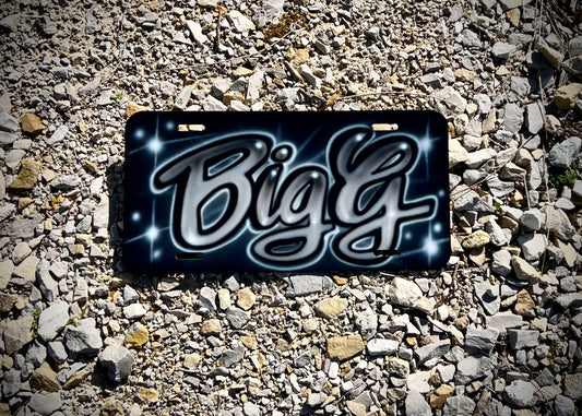 Deluxe Black Airbrushed Front License Plate  - Custom - Personalized