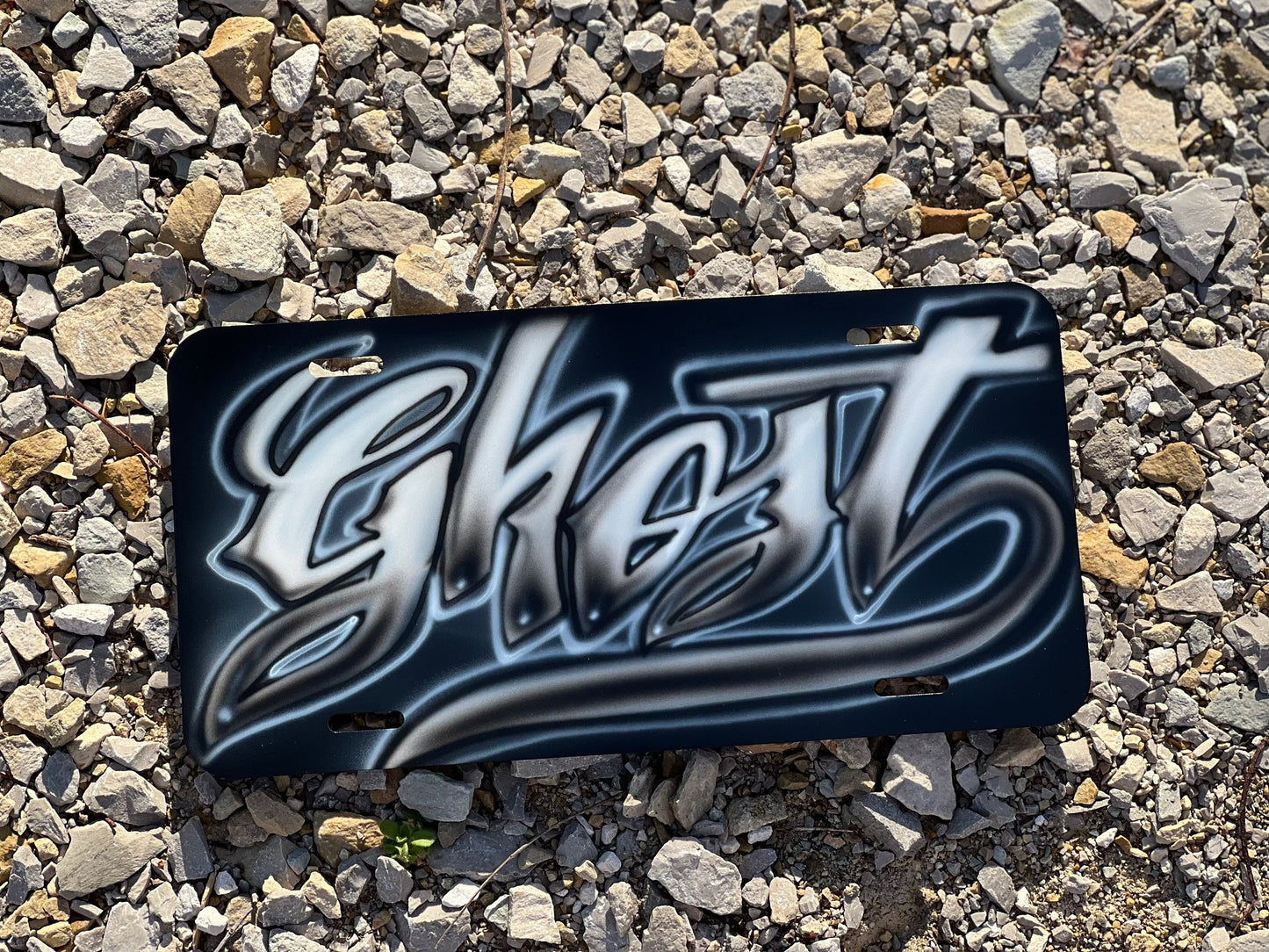 Deluxe Black Airbrushed Front License Plate  - Custom - Personalized