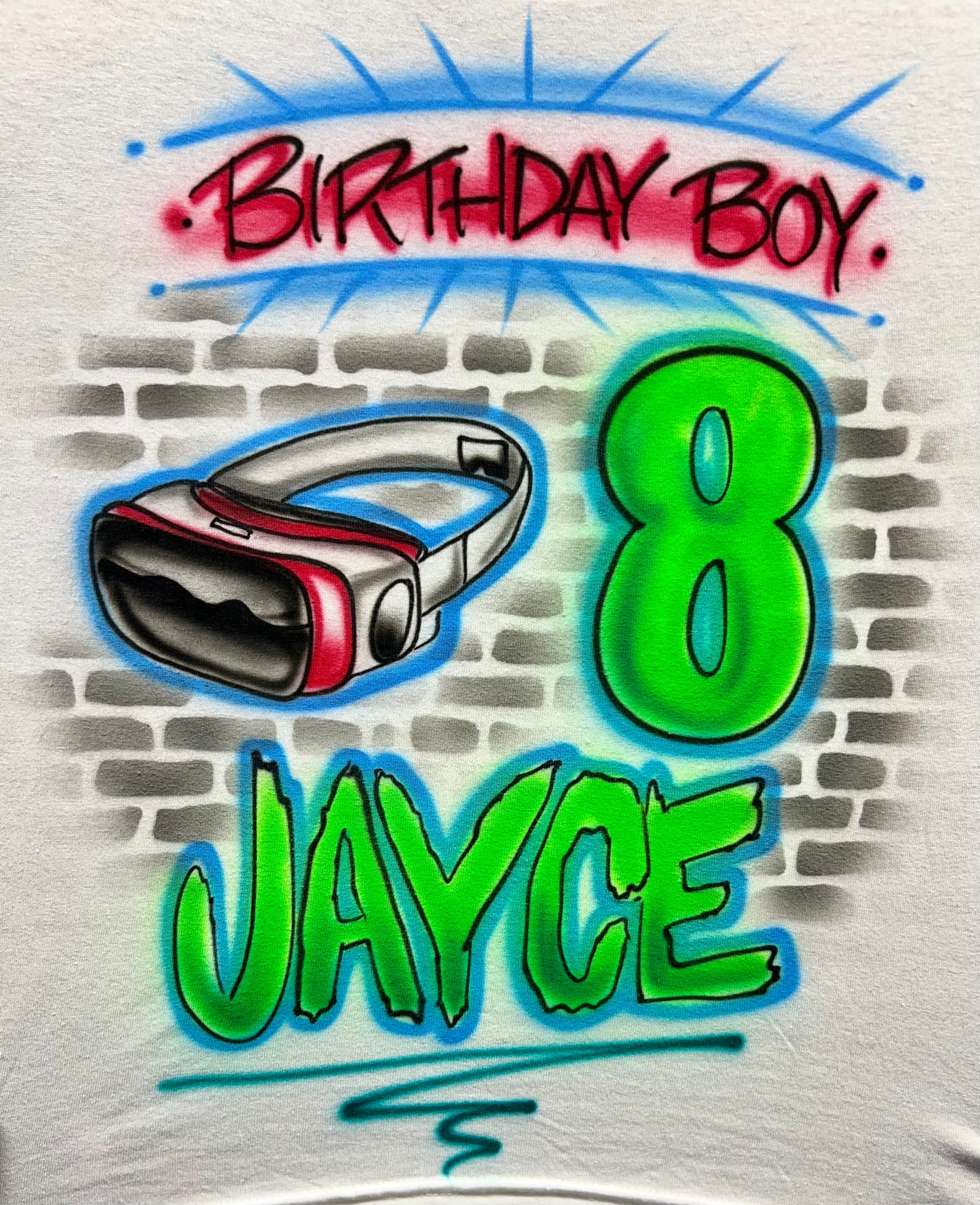 Virtual reality birthday shirt Customizable VR shirt Personalized birthday shirt VR gift Virtual reality party supplies Gamer kid gift Video game party supplies