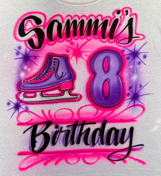 Ice skating birthday shirt Customizable ice skating shirt Personalized birthday shirt Ice skating gift Ice skating party supplies Figure skating shirt Ice skater shirt