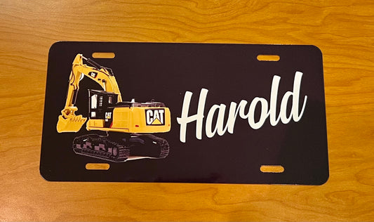 CAT Excavator Front Custom License Plate