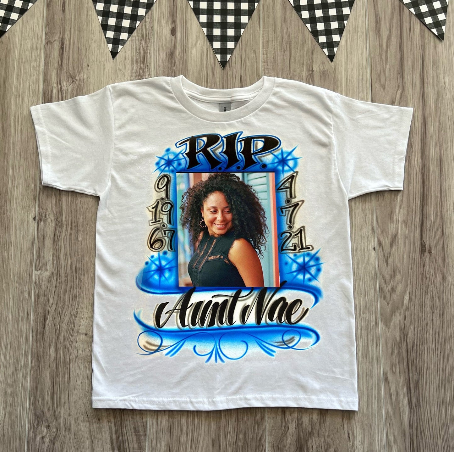 RIP Memorial Photo Airbrush T Shirt