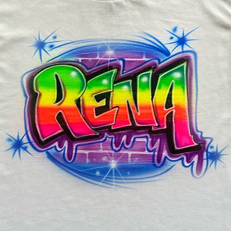 Rainbow Block Name Airbrush T shirt