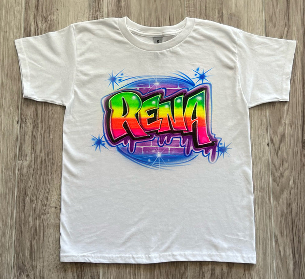 Rainbow Block Name Airbrush T shirt