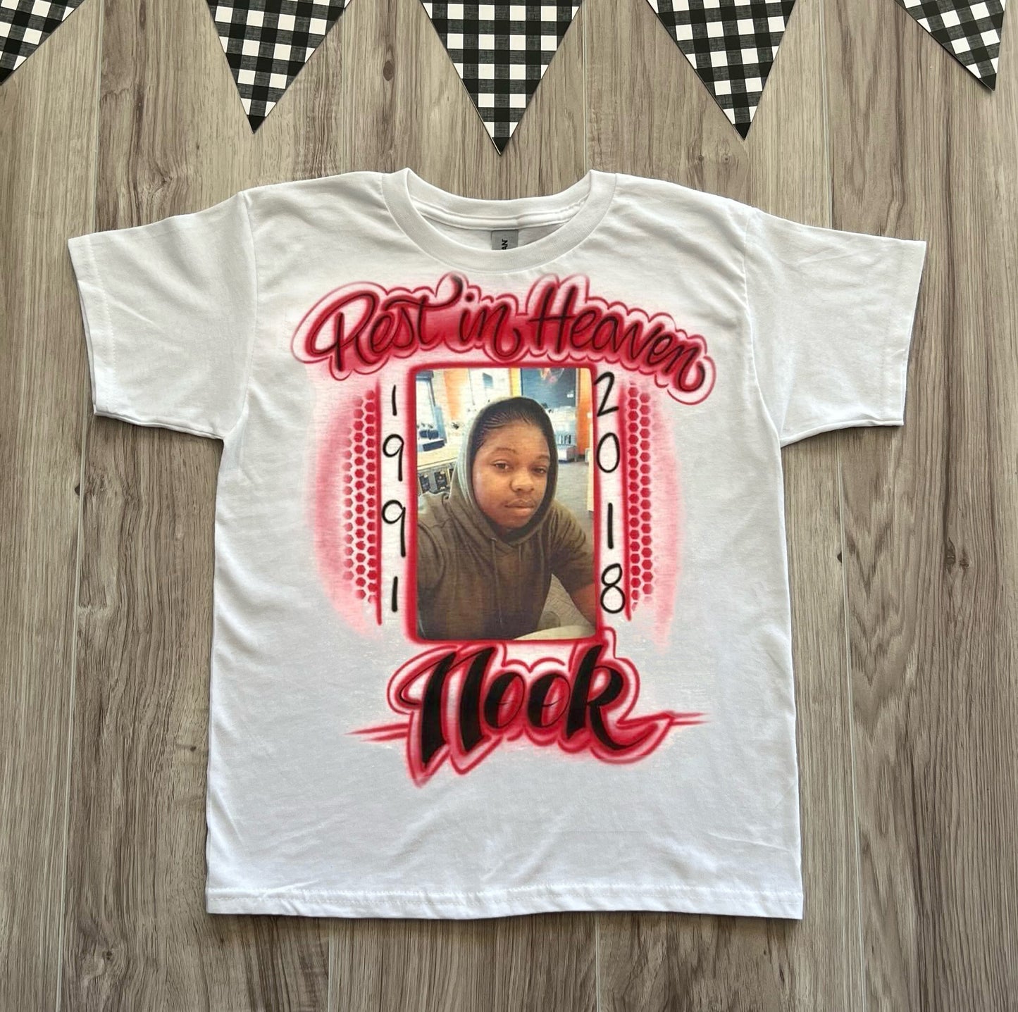 Rest In Heaven Photo Transfer Airbrush Shirt