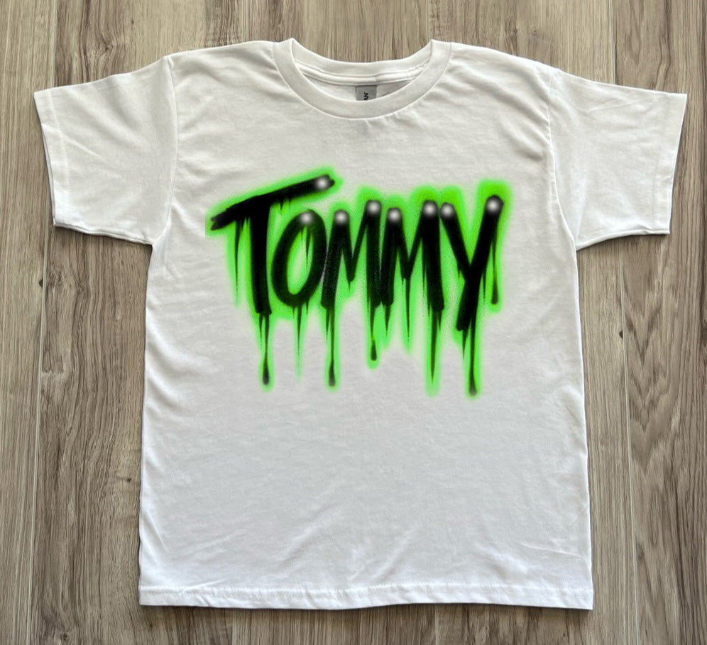 Creepy Print Name Airbrush T-Shirt