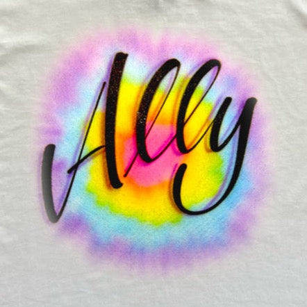 Rainbow Tie Dye Name Airbrush T shirt