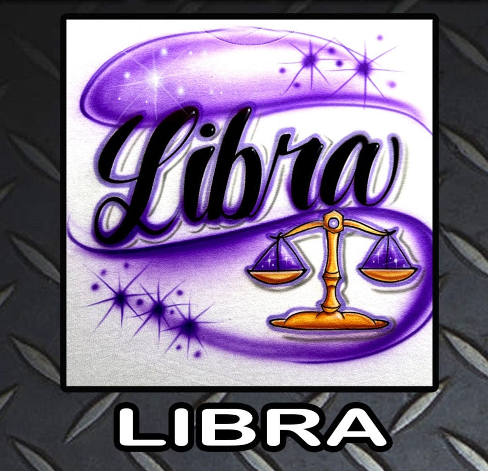 Libra Zodiac Airbrush T Shirt