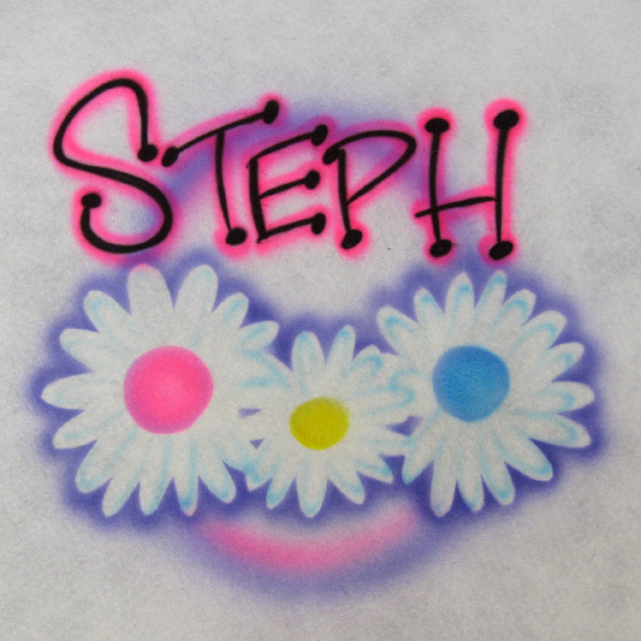 Daisies with Dot Name Airbrush T-Shirt