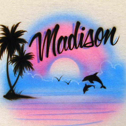 Dolphin with Name Airbrush T Shirt