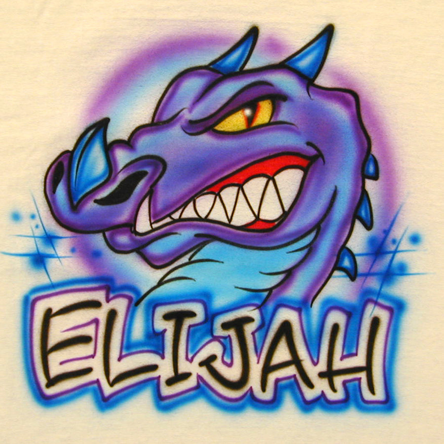 Dragon with Name Airbrush T Shirt