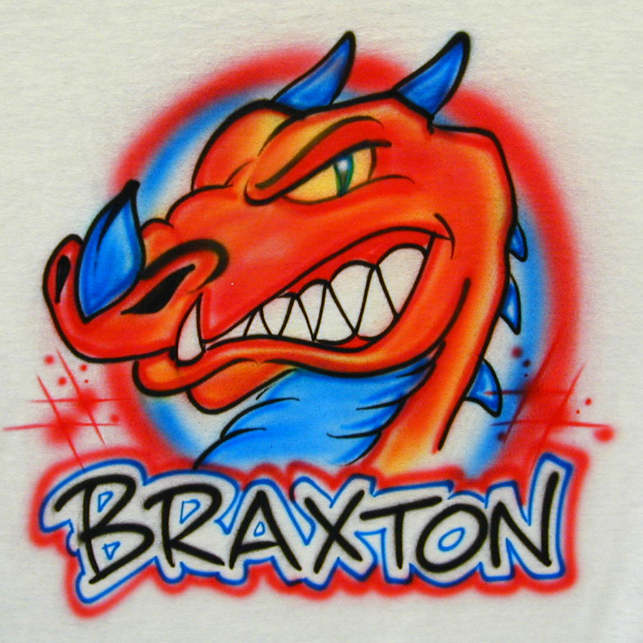 Dragon with Name Airbrush T Shirt