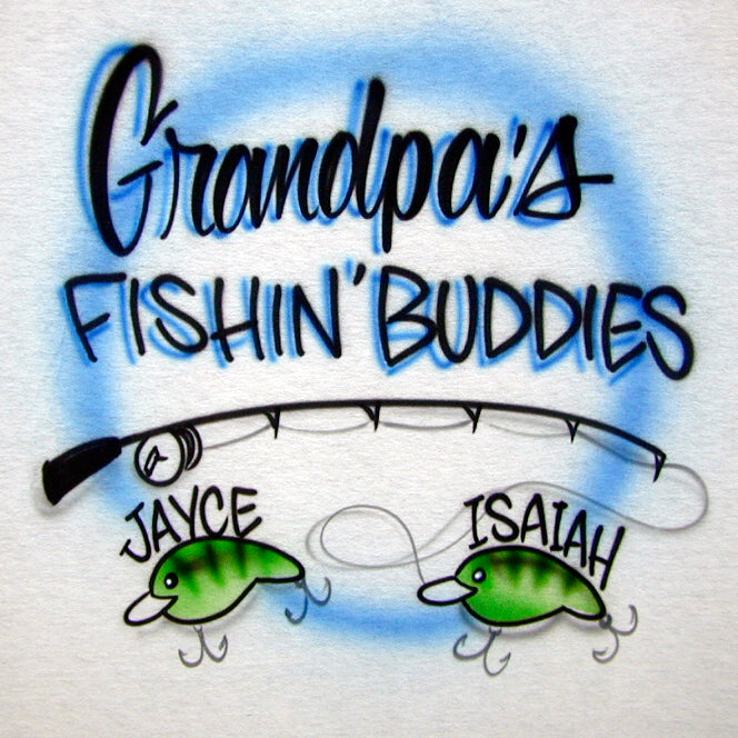 Grandpa's Fishing Buddies T-Shirt with grandkids names