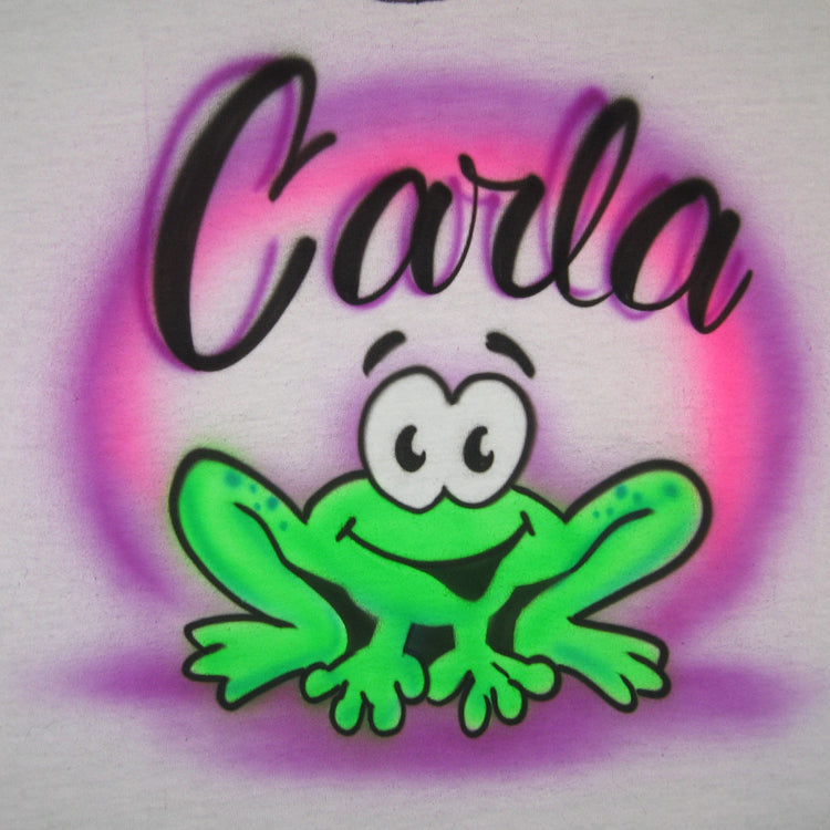 Frog with Name Airbrush T Shirt