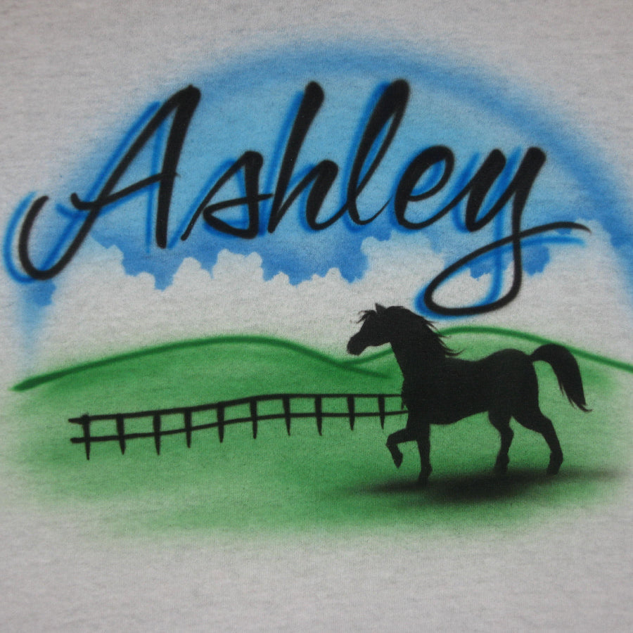 Horse with Name Airbrush T Shirt