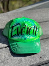 Load image into Gallery viewer, Airbrush Trucker Hat with name
