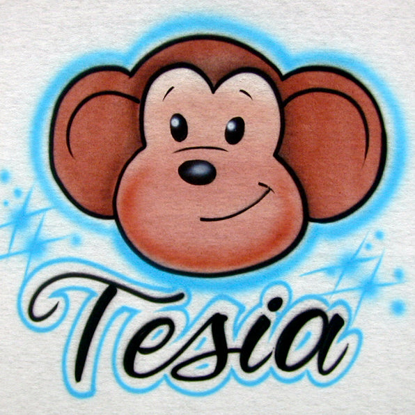 Monkey with Name Airbrush T Shirt