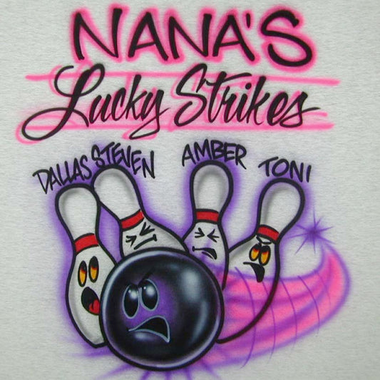 Nana's Lucky Strikes Bowling T-Shirt with names