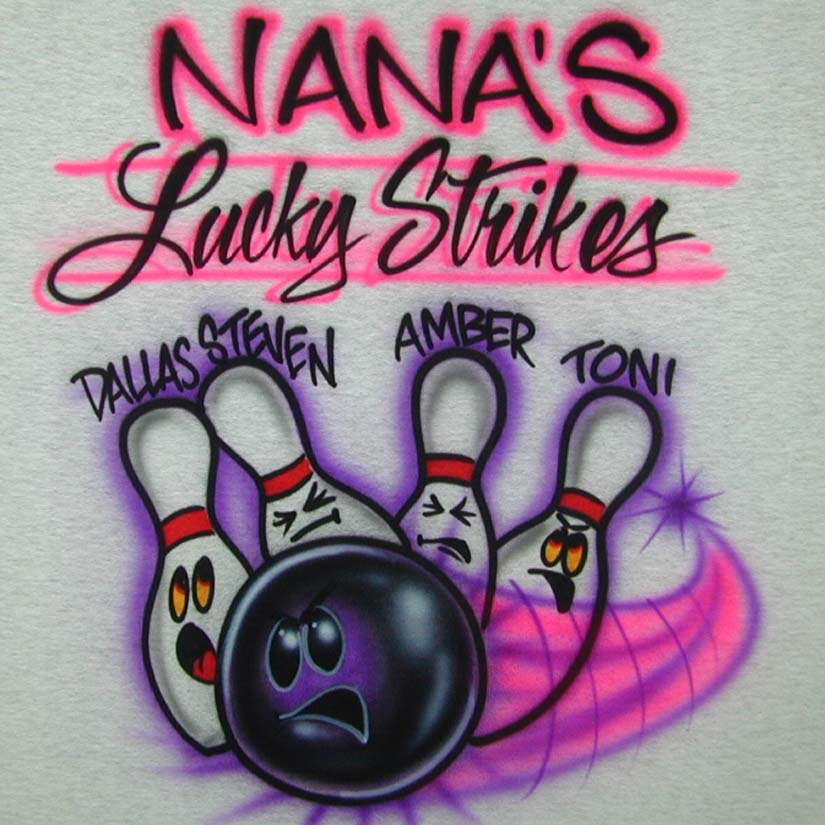 Nana's Lucky Strikes Bowling T-Shirt with names