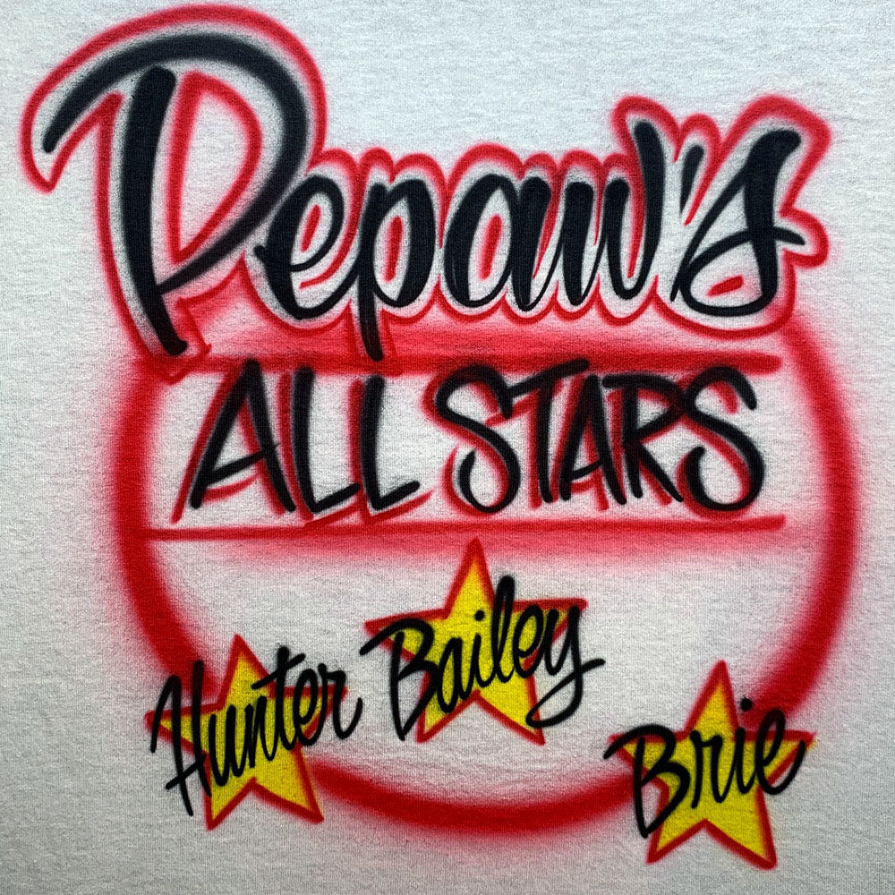 Pepaw's All Stars T-Shirt with grandkids' names