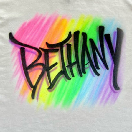 Rainbow Graffiti Name Airbrush T shirt