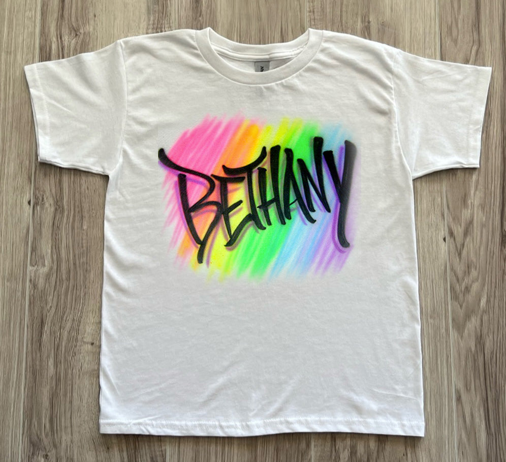 Rainbow Graffiti Name Airbrush T shirt