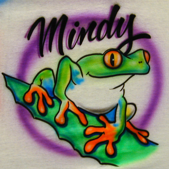 Frog with Name Airbrush T Shirt