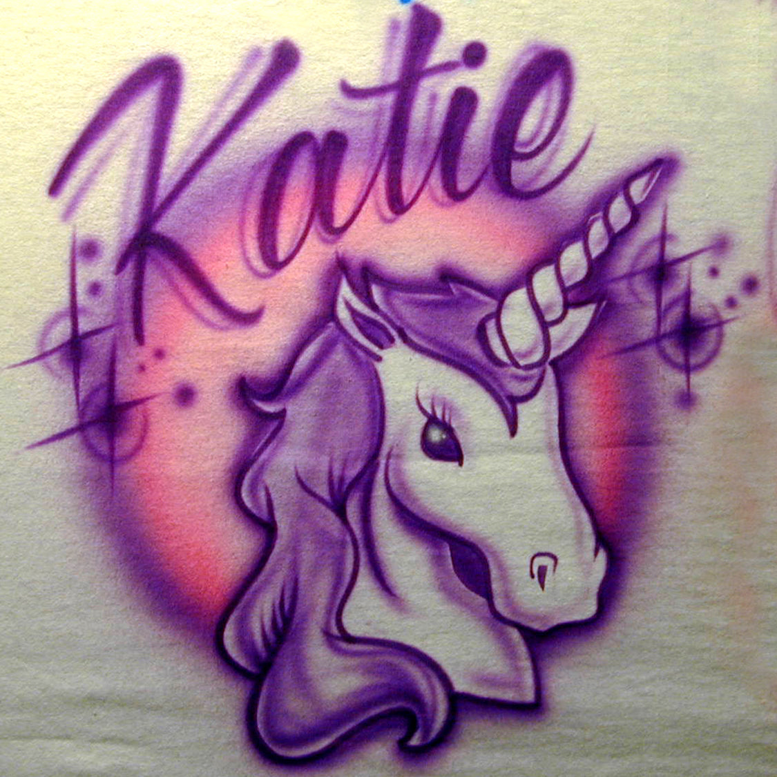 Rainbow Unicorn with Name Airbrush T Shirt