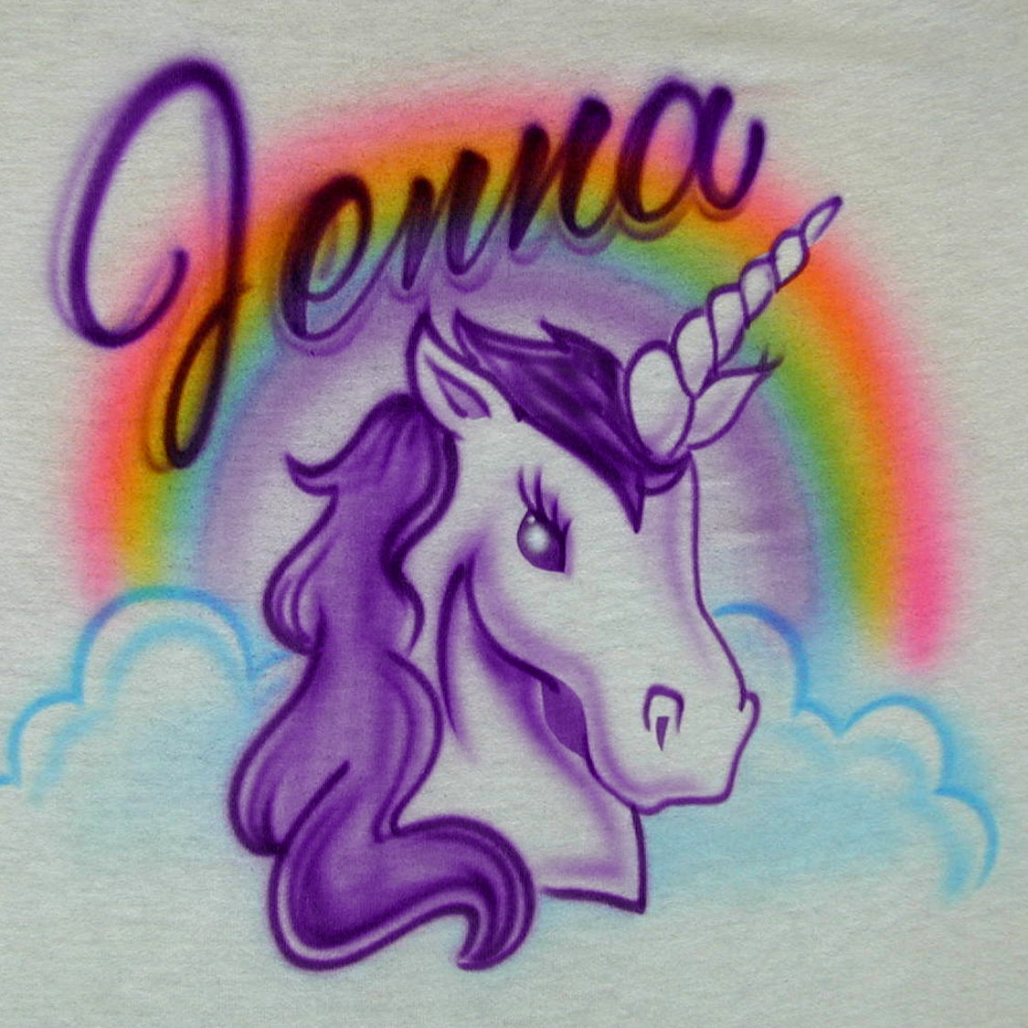 Unicorn with Name Airbrush T Shirt