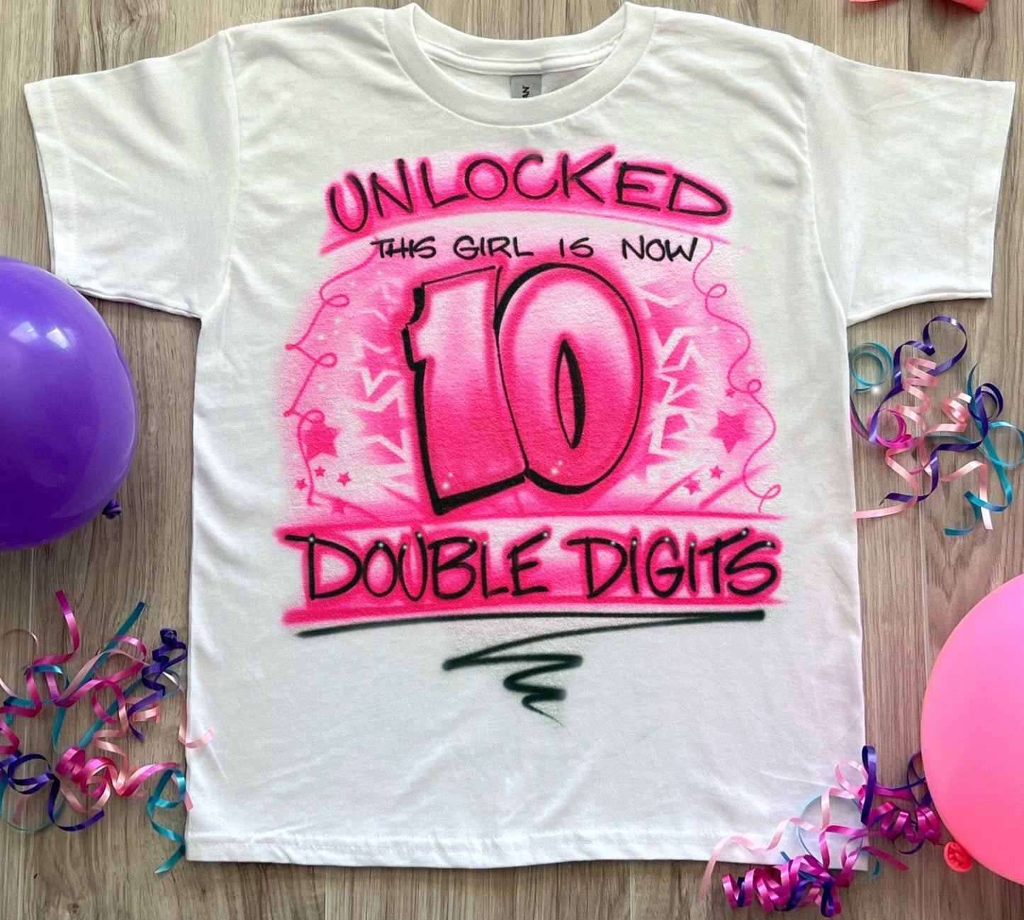 10th Birthday Girl Airbrush Shirt - Bluegrass Airbrush