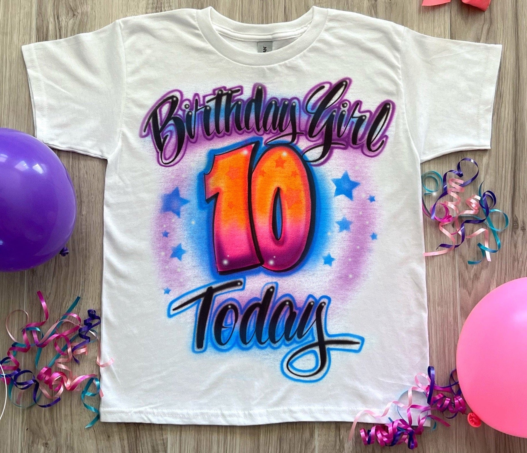 10th Birthday Girl Airbrush Shirt - Bluegrass Airbrush