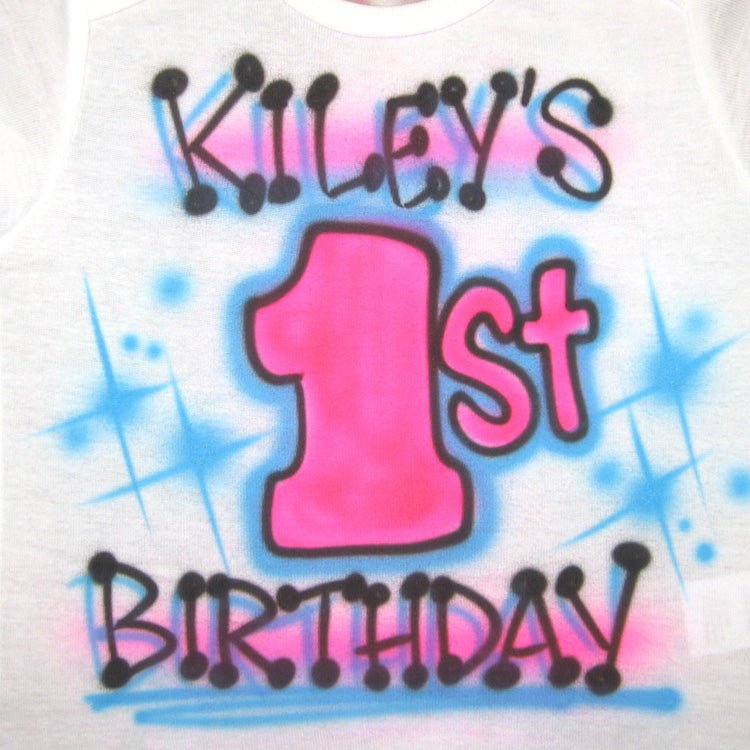 1st Birthday Airbrush T Shirt - Bluegrass Airbrush