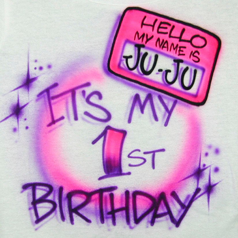 1st Birthday Airbrush T Shirt - Bluegrass Airbrush