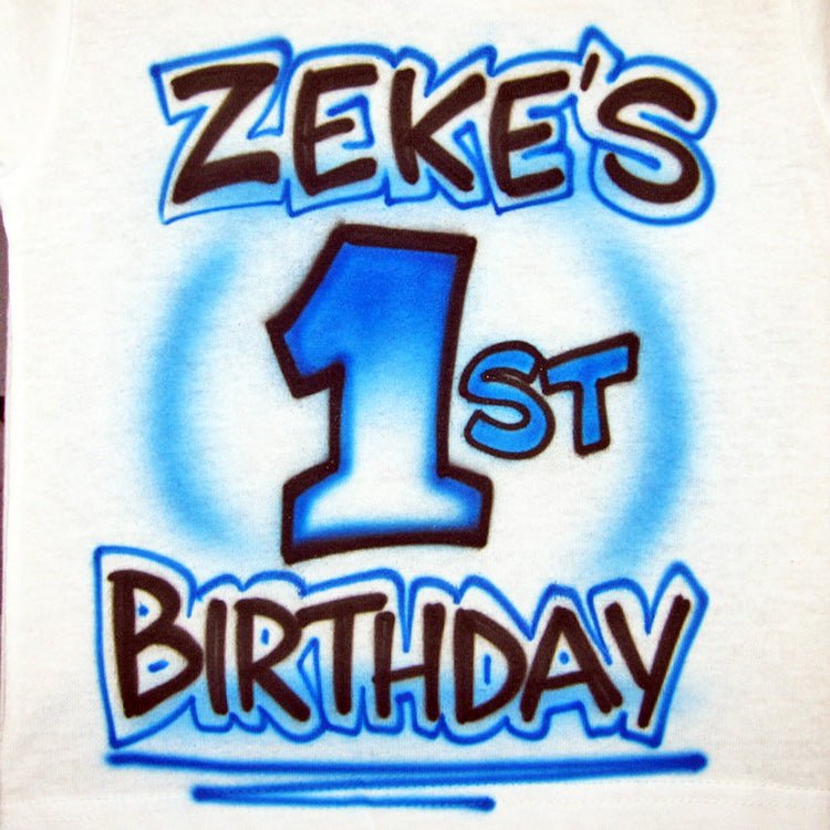 1st Birthday Airbrush T Shirt - Bluegrass Airbrush