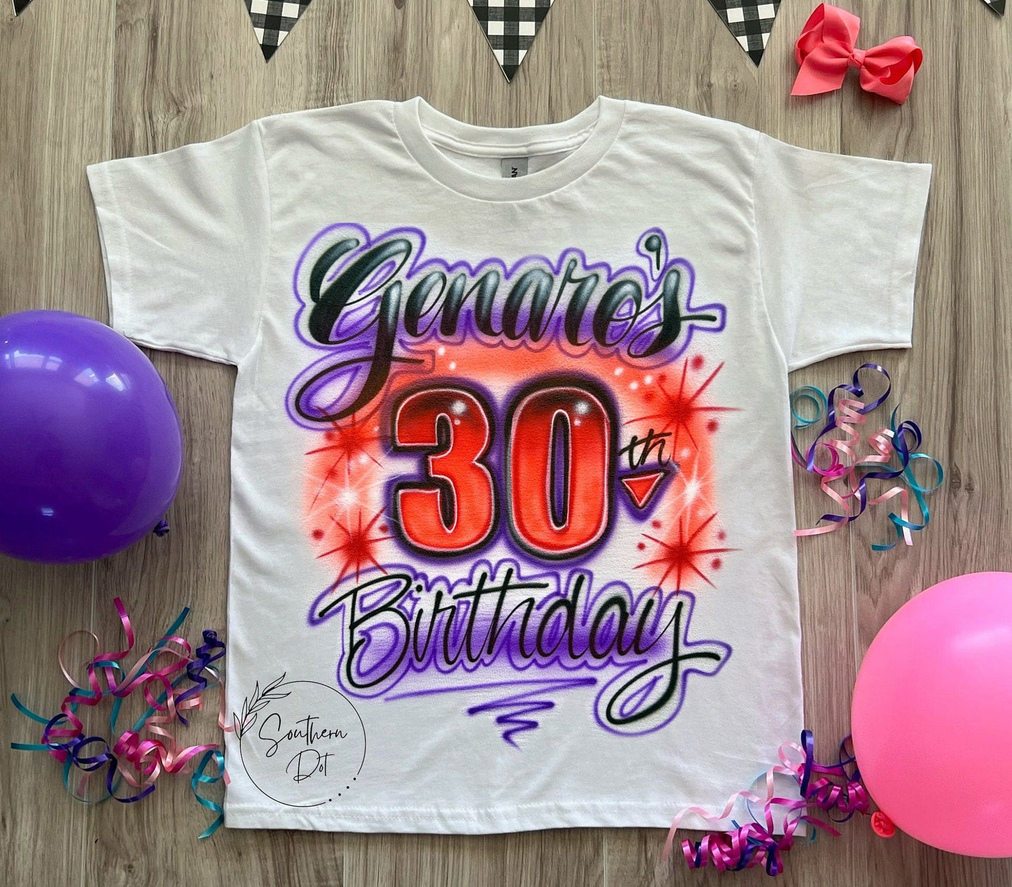 30th Birthday Airbrush T Shirt - Bluegrass Airbrush