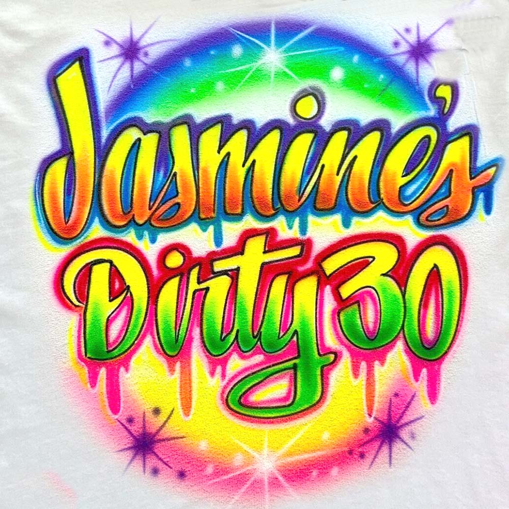 30th Birthday Airbrush T Shirt - Bluegrass Airbrush